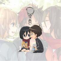 Attack on Titan Character Face Acrylic Keychain, Mikasa Levi Eren Anime Bag Ornament 1-PCS white