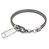 Zipper Bracelet with Copper Construction and Lobster-Claw Clasp, Wrist Jewelry with Zipper Teeth and Pull-Tab Details sidabras