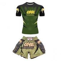 Mens Boxing Rash Guard Set MMA Training Short Sleeve Top Shorts Gym Fight Wear 4XL