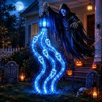 Creepy Halloween Grim Reaper Lantern Auto On Off Halloween Decoration  Outdoor Garden 1 blue