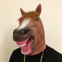 Horse Head Mask Smiling Latex Animal Halloween Cosplay Party Smiling Horse