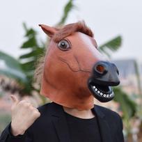 Horse Head Mask Latex Animal Costume Prop Halloween Funny Party Decoration Yellow Black Yellow Horse