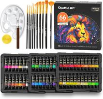 Shuttle Art Acrylic Paint Set 66 10 and palette 22ml Suitable for painting on and Ideal for and Suitable for beginners and (82 pieces) tubes,
