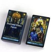 Vitražinis Tarotas 78 kortų kaladė Kortų žaidimai Būrimas Šeimos vakarėlis Stalo žaislas Tarot kortų stalo žaidimas Angliška versija