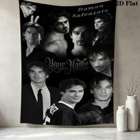 Damon Salvatore Custom Name Wall Tapestry Aesthetic Wall Hanging Printed Fabric Blanket Decorative Tapestries For Bedroom Room Home Decor 100cm x 150cm