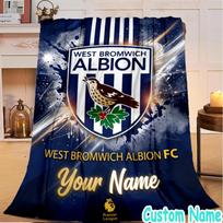 Custom Name West Bromwich Albion Crest Flannel Blanket Seasonal Universal Blanket For Indoor/outdoor, Perfect For Bedroom Sofa birthday gifts 80cmx120cm
