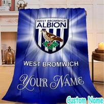 Custom Name West Bromwich Albion Crest Flannel Blanket Seasonal Universal Blanket For Indoor/outdoor, Perfect For Bedroom Sofa birthday gifts 150cmx200cm