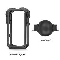 PULUZ Camera Housing Cage For Insta360 X6, Support X6 Selfie Stick Cold Shoe Mount Aluminum-alloy Expansion Frame Accessories