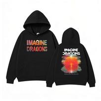Imagine Dragons Night Visions Live Graphic Hoodie Unisex Retro Rock Band Streetwear Pullover Fleece Warm Sweatshirt Tracksuit Female Male Clothing L black