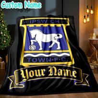 Custom Name Ipswich Town Football Club Crest Throw Blanket - Perfect for Couch, Bed, Office, and outdoor Travel - Ideal Gift for Christmas & Holidays 80cmx120cm