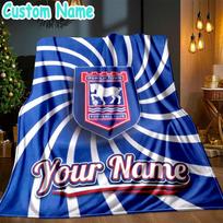 Custom Name Ipswich Town Football Club Crest Throw Blanket - Perfect for Couch, Bed, Office, and outdoor Travel - Ideal Gift for Christmas & Holidays 80cmx120cm