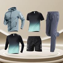 Mens Quick Dry Tracksuit Running Gym Workout Set Loose Fit Outdoor Training Sportswear L black