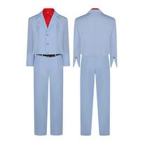 Bruno Mars Lady Gaga Die With A Smile Cosplay Costume, Blue Suit, Men Women Unisex Halloween Party Fancy Dress Full Set S&Other gray