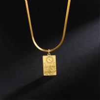 LIKGREAT Major Arcana Tarot Card Necklace Stainless Steel Snake Chain Necklace Vintage Amulet Moon/Sun/Star Tarot Jewelry Gift steel color black