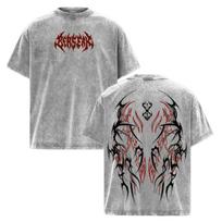 Berserk Pump Cover T‑Shirt, Vintage Washed Oversized Gym Streetwear Tee L gray