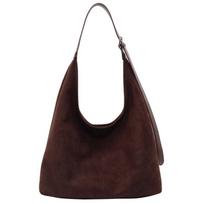 Womens Solid Color Large Capacity Suede Tote Bag With Magnetic Closure For Daily Commuting gelsvai ruda