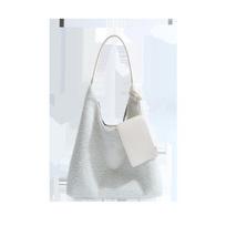 Korean Style Plush Tote: 2025 Winter Large Capacity Versatile Women's Shoulder/Crossbody Bag white