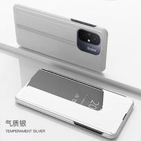Dėl Xiaomi Redmi 12C dėklas Veidrodinis Smart Magnetinis Atverčiamas Telefono Dėklas Dėl Redmi 12C 12 C Redmi12c Atsparus Smūgiams Bamperis Galinis Dangtelis For Redmi 12C sidabras