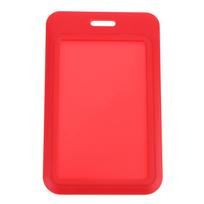 1Pc Two-Sided Credit Card Cover Hard Plastic Badge Holders With Slot For Event Staff Tag ID Card Holder Pass Strap raudona