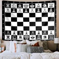 Chess Opening Strategy Tapestry Room Decoration Wall Hanging for Living Room Bedroom, dormitory, Birthday and Christmas gifts 130cmx150cm white