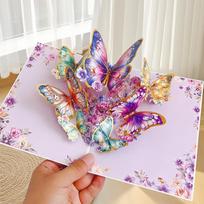 3D Fold Out Flower Butterfly Greeting Card Handmade Colorful Foldable Card For Birthday Teacher Thanksgiving Holiday Gifts