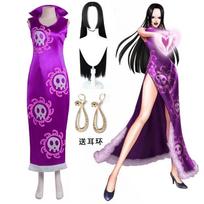One Piece Boa Hancock Snake Princess Cheongsam Cosplay, Full Set Expo Role Play Outfit XL purple