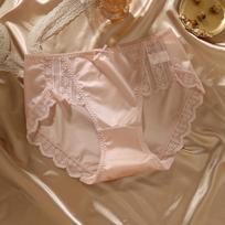 Pure Desire Ice Silk Lace Low-Waist Breathable Briefs for Girls - Summer Thin with Cotton Crotch L (50-57.5 kg) gray
