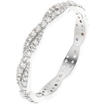 Ring - LOLA VAN DER KEEN - Lison - Rhodium-plated solid 925 silver - Intertwined double band - Zirconium oxides 52 balta
