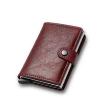 Rfid Business Credit Card Holders Men Wallet Smart Bank Cardholder Case Thin Slim Minimalist Wallet Purse Card Storage Organizer raudona