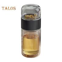Stiklinis arbatos infuzinis dvigubo sluoksnio izoliacinis arbatos virimo aparatas Nesandarus nešiojamas kelioninis arbatos puodelis su filtru arbatos vandens atskyrimo arbatos buteliukas Dovana arbatos mėgėjams 280ml gray