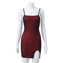 Sexy Low-Cut Sleeveless Bodycon Dress With Side Slit High Waist Short Skirt Women Streetwear Chic Medium