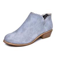 Elegant Us Womens Ankle Short Boots Low Heel Mid Block Shoes For Casual Parties EU40=Foot Length25cm mėlyna