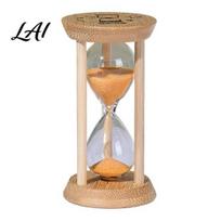 Study Timer for Students 36955 Minute Wooden Stand with Glass Hourglass Modern Decorative Sandglass Timer Drop Shape Kitchen And Glow in The B beige