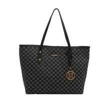 Womens Checkered Pattern Tote Bag With Soft Pu Fabric And Inner Pocket For Commuting black