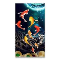 Kinų stiliaus aukso koi drobės tapyba Sienų menas Feng shui žuvies plakatas Karpio lotoso tvenkinio paveikslas Kambario dekoras Cuadros be rėmelio 60*90cm black