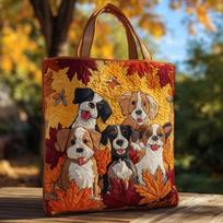 Puppy Print Tote Bag 600D Oxford Cloth Shoulder Daily Use Vertical S: 40cm H x 33cm W