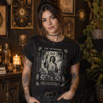 The Gatherer Tarot T-Shirt | Occult Art, Gothic Boho Graphic Tee M brown