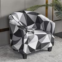 Sofa Elastic Geometric Spandex Cover Relax Stretch Single Seat Club Couch Slipcover For Living Room Armchair Protector Cover Matches the image white