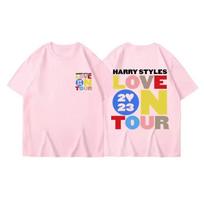 Harry Styles Love on Tour Graphic T-shirt Y2K Retro Rock Unisex Oversized Crew Neck Cotton Streetwear Short Sleeve Tee Tops S gray