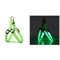 Light Up LED Dog Harness Adjustable Rechargeable Luminous Pet Chest Strap Flashing Soft Dog Glowing Vest Night Walking The Dog S žalia