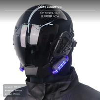 Cyberpunk LED šviečianti kaukė, Sci-Fi mechaninis Cosplay vakarėlio aksesuaras ragai Pagrindinis Ear-hanging Light tube gray
