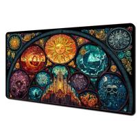 Vintage Stained Glass Tarot Large Playmat Sun Mystic Art Xxl Desk Mat NonSlip Rubber Lock Edge Mouse Pad For Tcg Game Office 800x300x2mm black