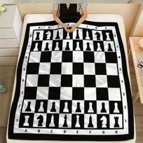 Classic Black White Chess Board Throw Blanket Plush Couch Cover For Strategic Game Room Home Decor Gift 75cm*90cm white