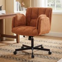 Home office chair, swivel chair, desk chair with casters, office chair with foldable armrests, load capacity 150kg, height adjustable, orange 60 x 68 x 86 cm