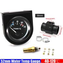 52 mm Automobilio Vandens Temperatūros Daviklis 1/8NPT Adapteris 40~120 Celsijaus Lenktyninis Vandens Temperatūros Indikatorius Matuoklis 12V Benzininis Automobilis black