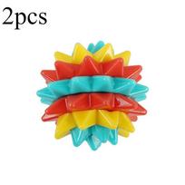 2Pcs Dog Ball Shaped Dental Chew Toy Squeaky Indestructible Bite Resistant Play Ball For Strong Chewers red