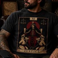 Vlad the Impaler Justice Tarot Card Shirt | Gothic Medieval Graphic Tee 100 black