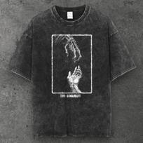 Mens Dark Tarot Card Graphic Cotton T Shirt Black Punk Style Streetwear S-4XL 3XL įvairiaspalvis