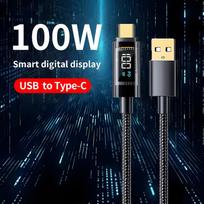 240W PD Fast Charging Type C to Type C Cable 100W Digital Display USB to Type C Cable For HUAWEI Macbook iPad 2m gray