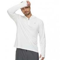 Hooded Zip-up Fishing Shirt Quick Dry Breathable UPF Long Sleeve Clothing Anglers 5XL white